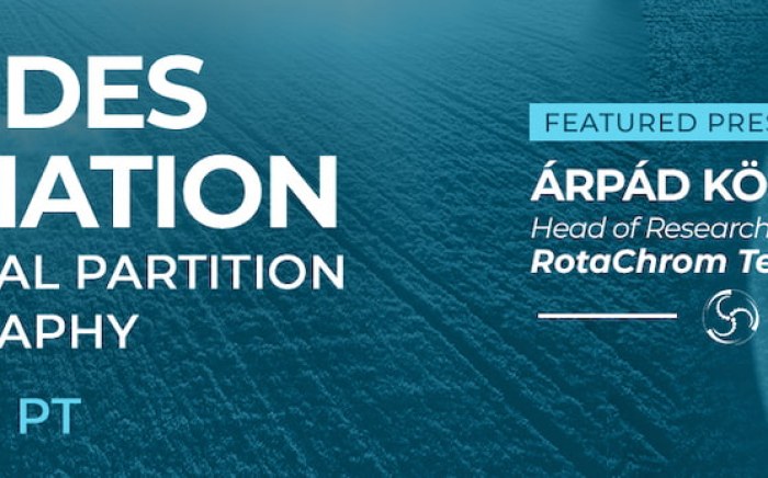 Here you can see a header of RotaChrom's Webinar held in April 2021 about Pesticides remediation by Centrifugal Partition Chromatography by Árpád Könczöl, PhD.